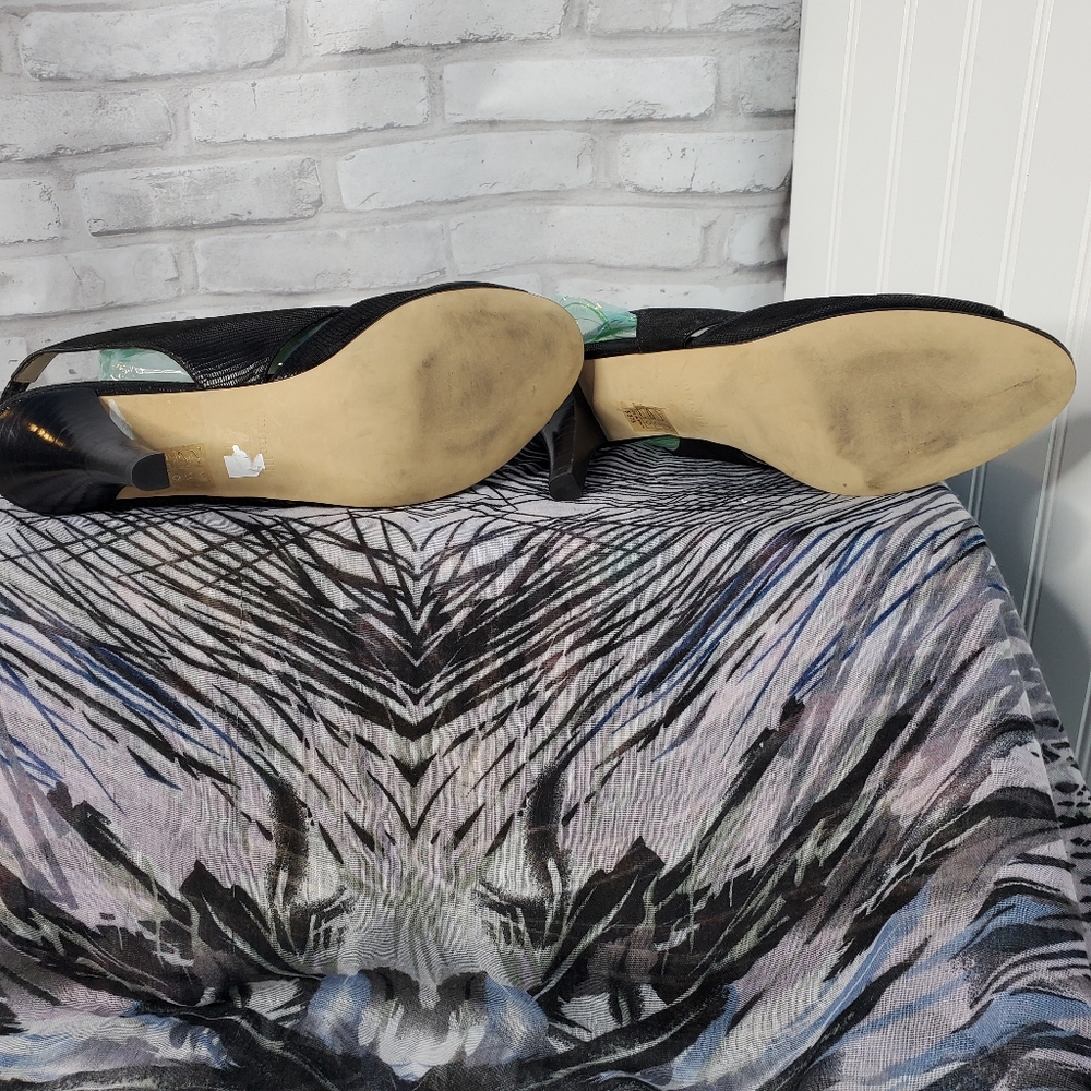 Minelli Black Open Toe Slingback Split Front Heels - image 5